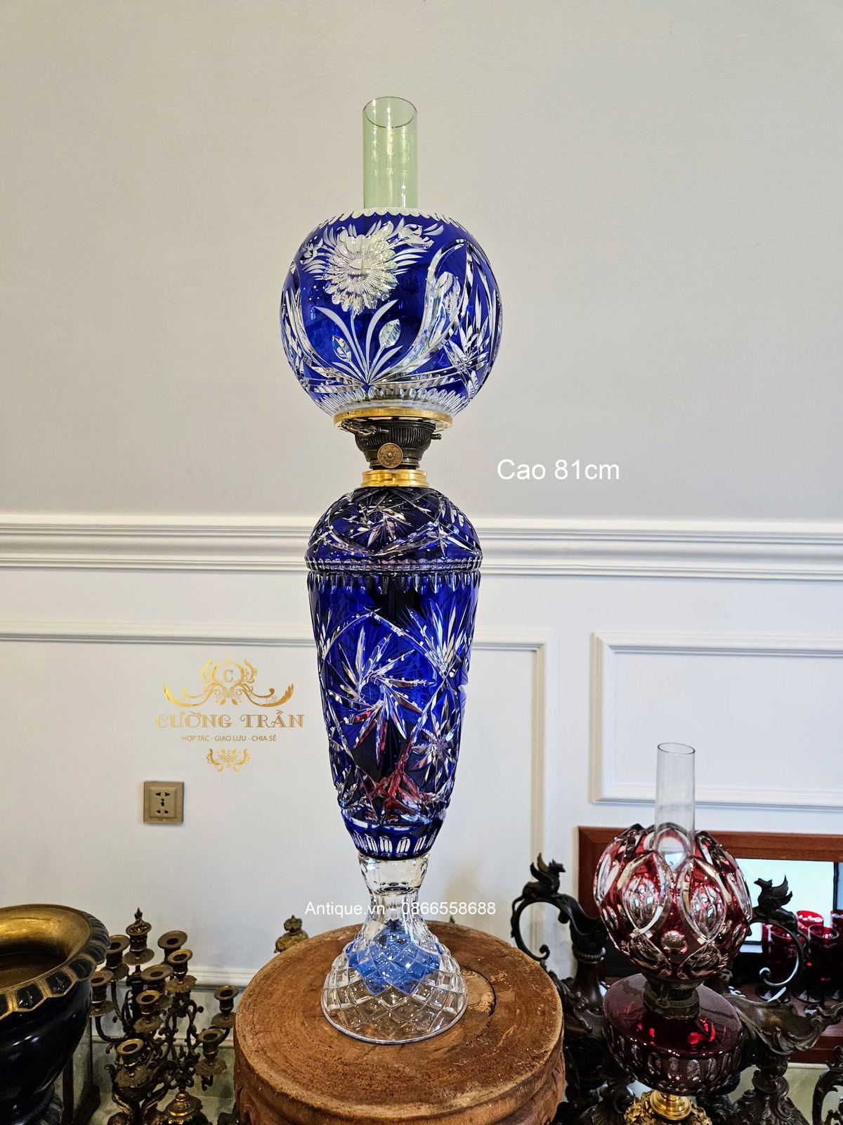 Đèn dầu pha lê, cao 81cm – ảnh 1