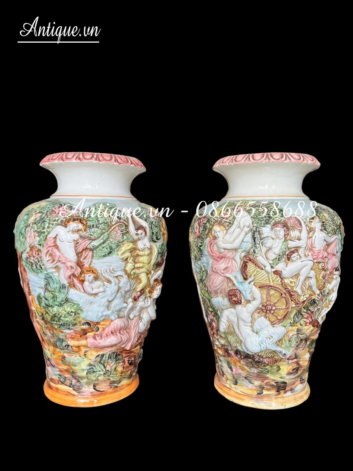 Cặp bình sứ Italy, cao 48cm – ảnh 2