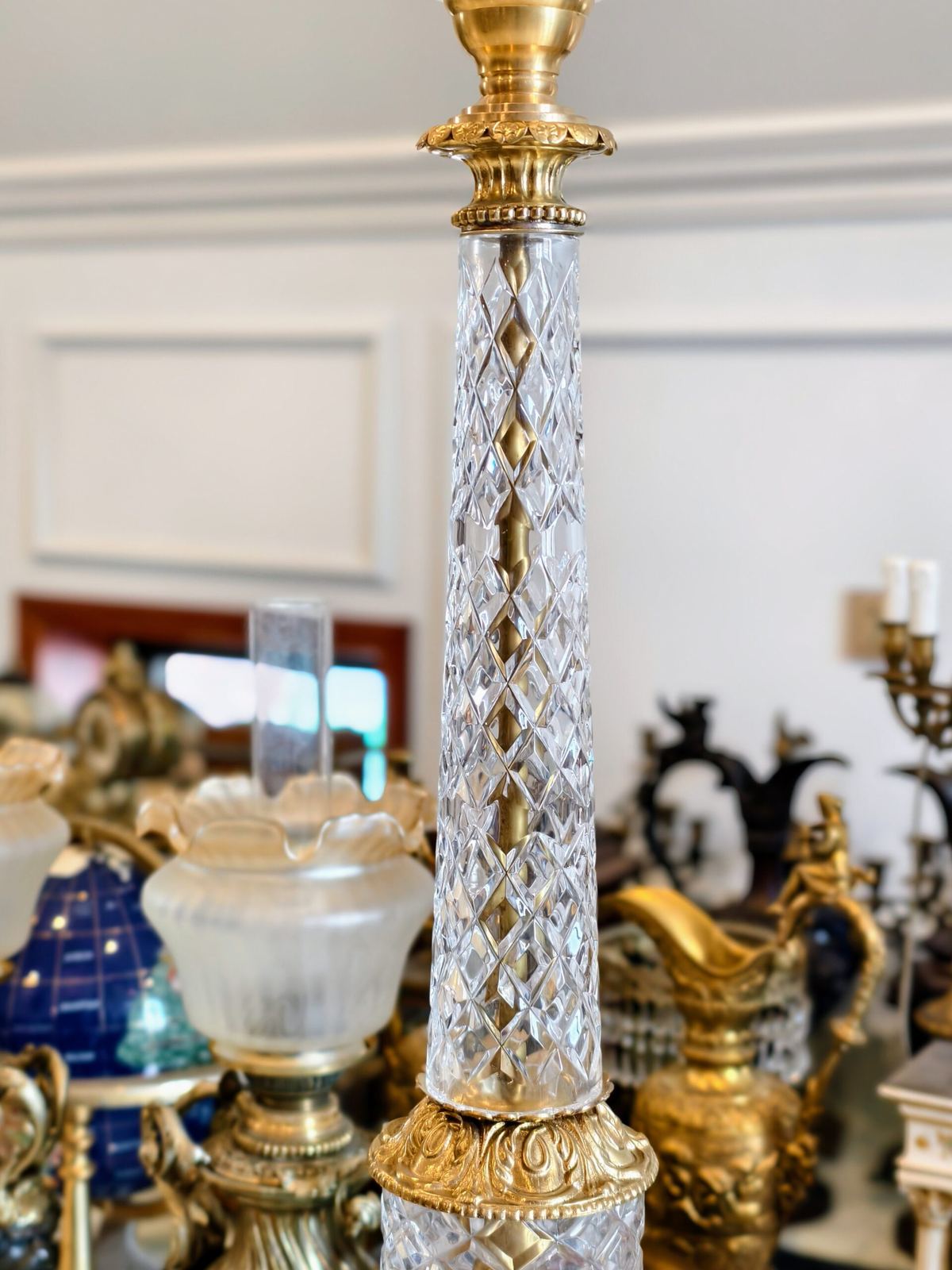 Đèn dầu pha lê Pháp, cao 61cm – ảnh 4