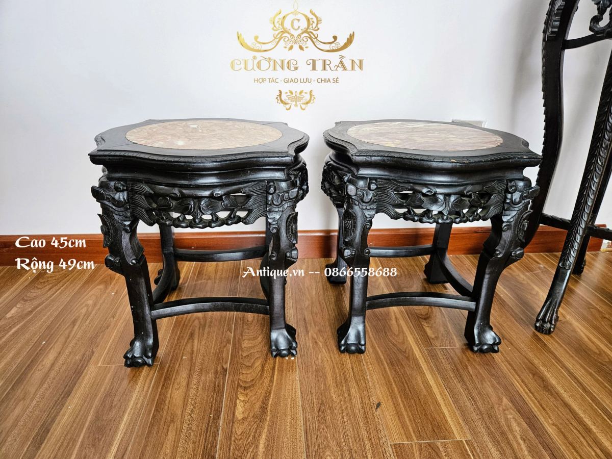 Đôn gỗ mặt đá, cao 46cm – ảnh 1