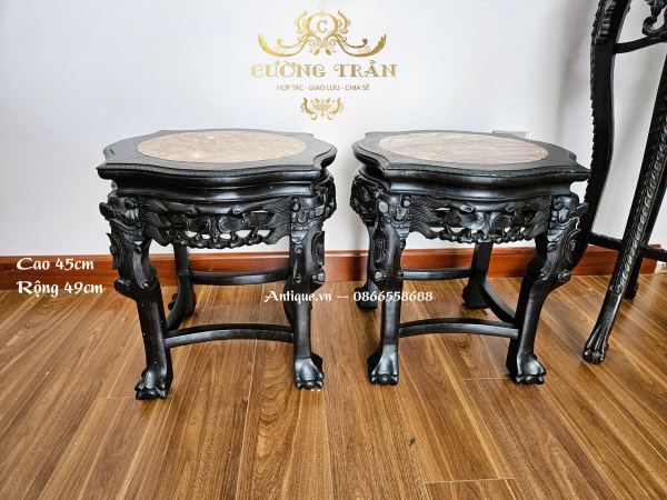 Đôn gỗ mặt đá, cao 46cm – ảnh 1