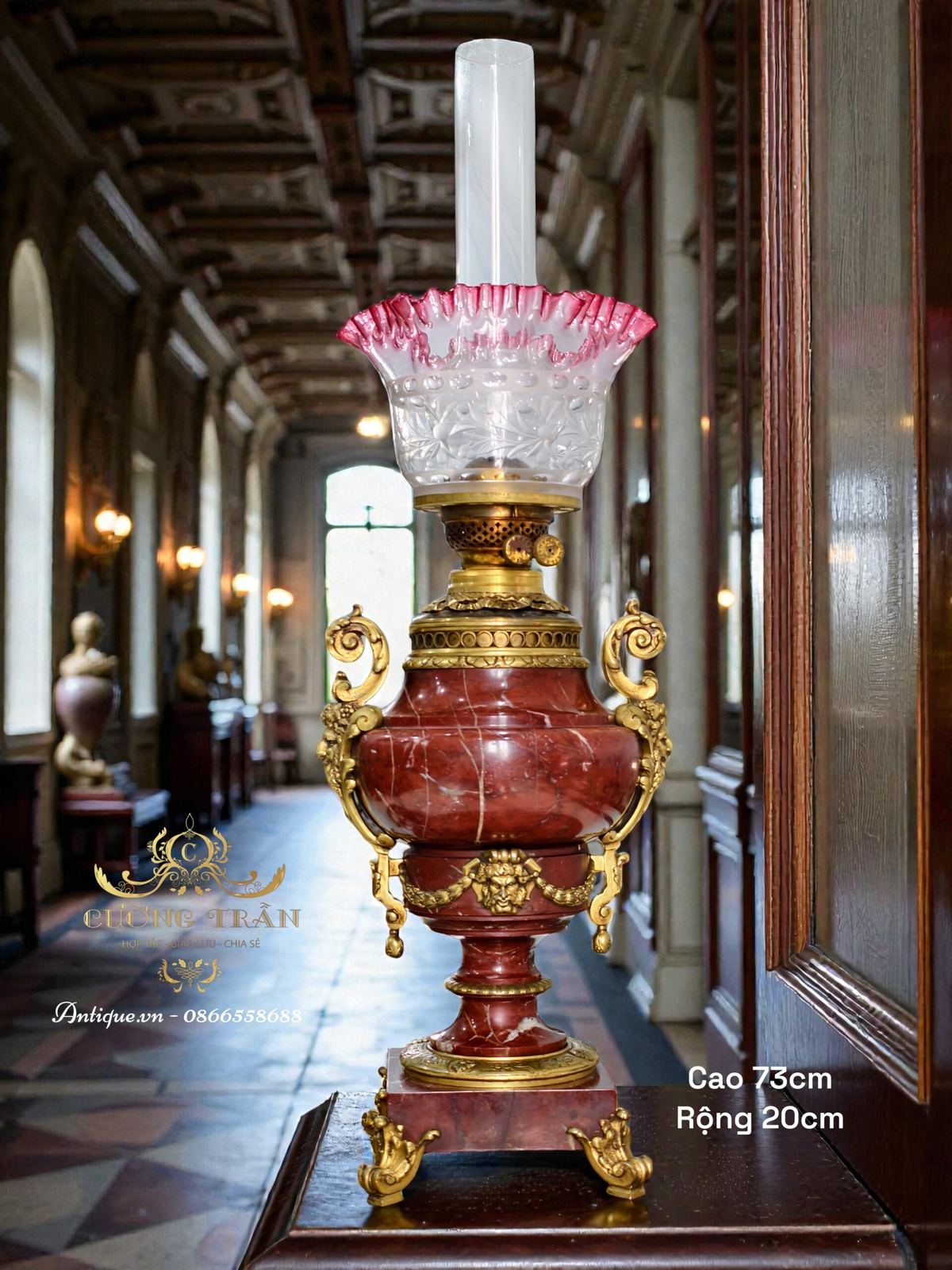 Đèn dầu Pháp, cao 73cm – ảnh 1