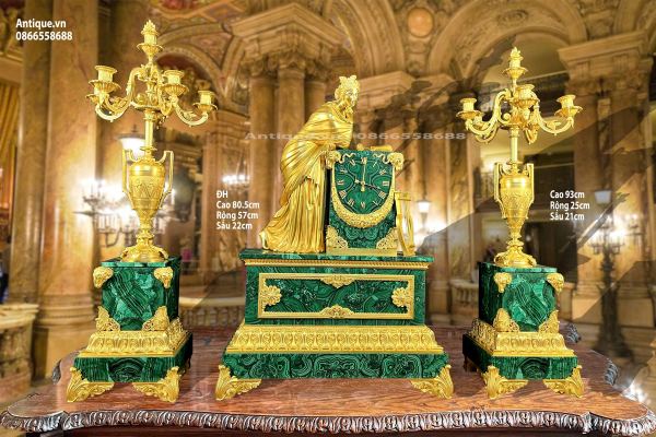 Bộ đồng hồ chân nến Malachite – ảnh 1