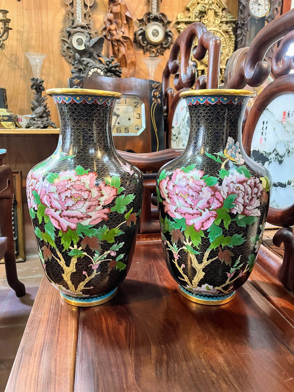 Cặp bình pháp lam, cao 38.5cm – ảnh 1
