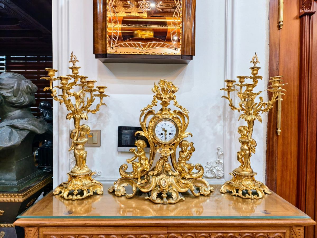 Bộ đồng hồ chân nến Pháp, cao 55cm – ảnh 2