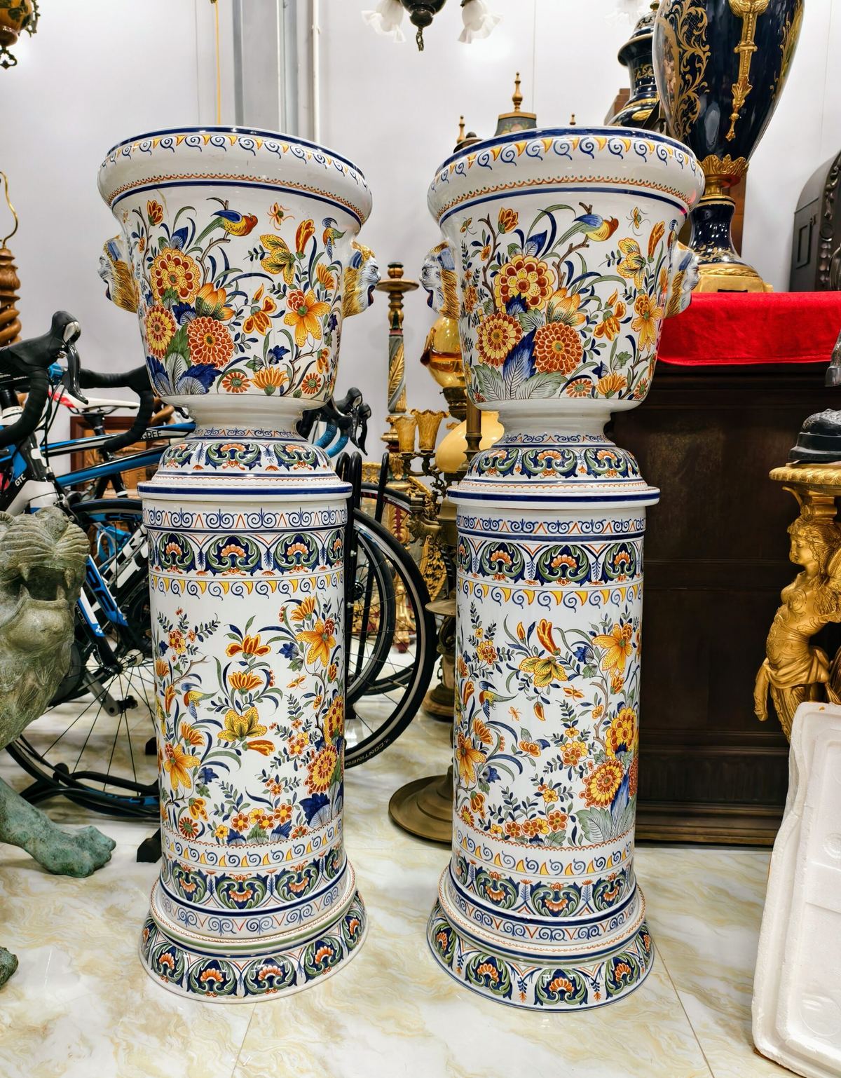 Cặp đôn chậu hoa gốm Faience – ảnh 2
