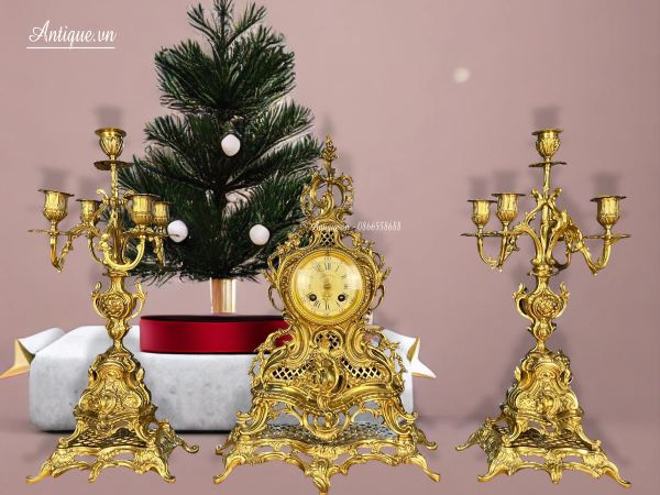 Bộ đồng hồ chân nến Pháp, cao 48cm – ảnh 1