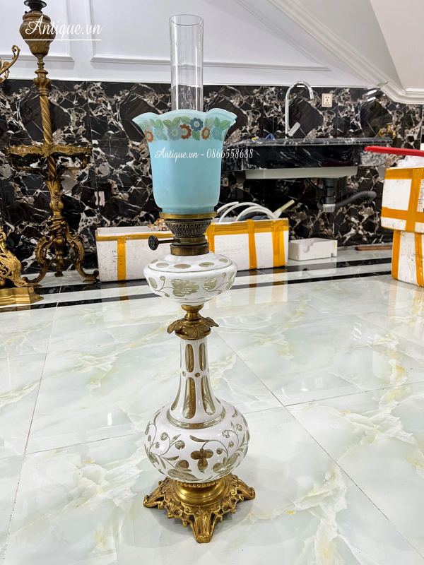 Đèn dầu pha lê Pháp, cao 75.5cm – ảnh 1
