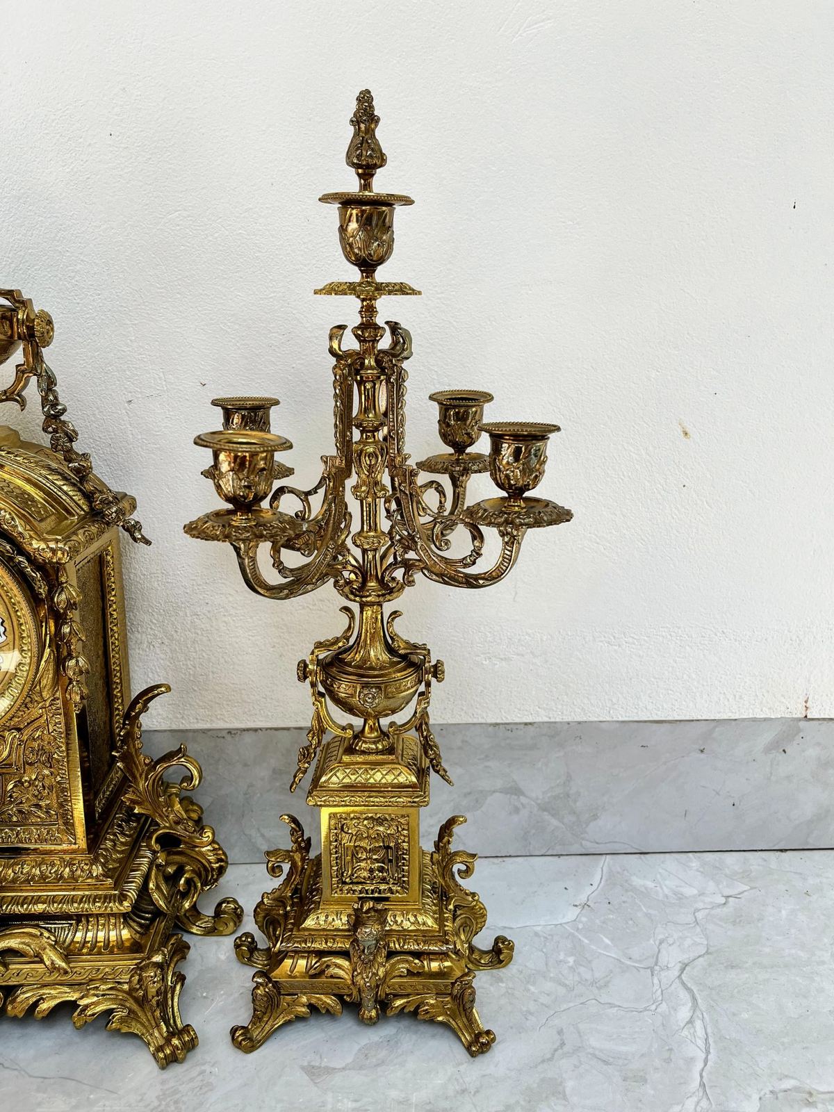 Bộ đồng hồ chân nến Pháp, cao 49cm – ảnh 3