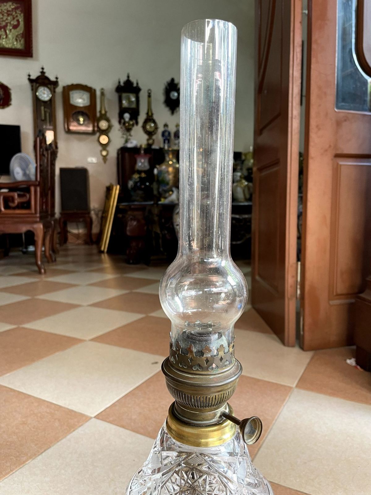 Đèn dầu pha lê Pháp, cao 66.5cm – ảnh 4
