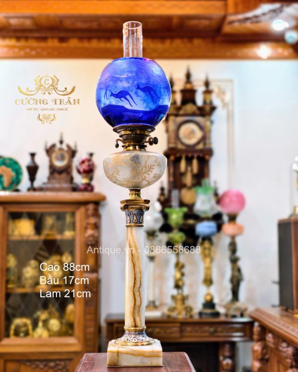 Đèn dầu pháp lam, cao 88cm – ảnh 1