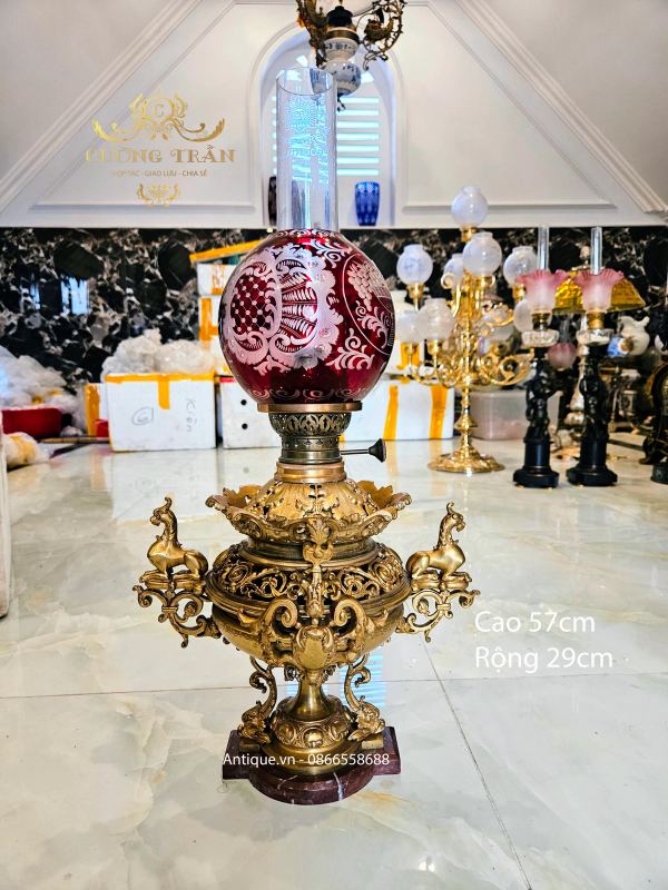 Đèn dầu Pháp, cao 57cm – ảnh 1