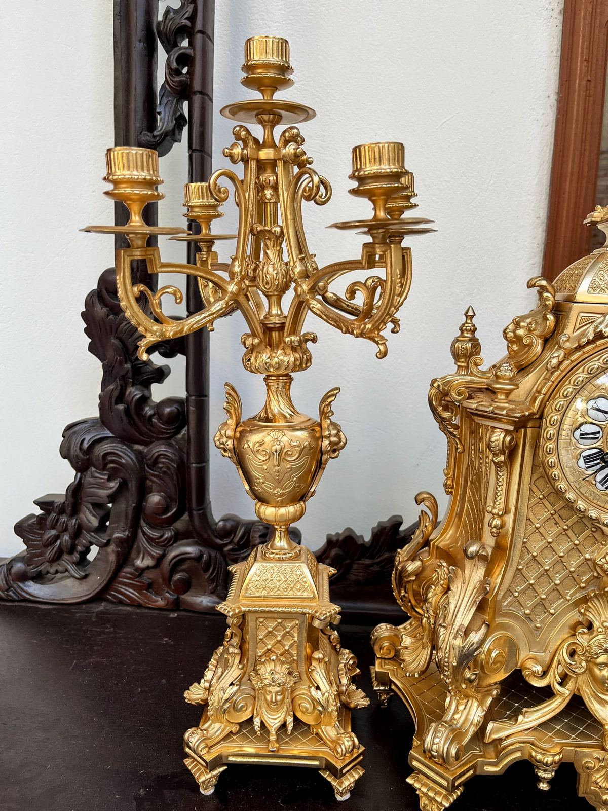 Bộ đồng hồ chân nến Pháp, cao 47cm – ảnh 8