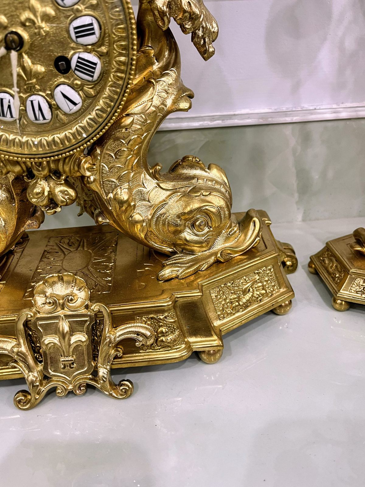 Bộ đồng hồ chân nến Pháp, cao 49cm – ảnh 6