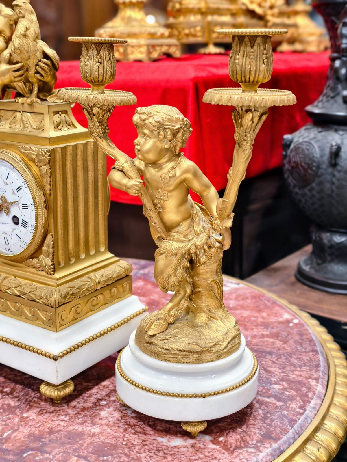 Bộ đồng hồ chân nến Pháp, cao 39cm – ảnh 11