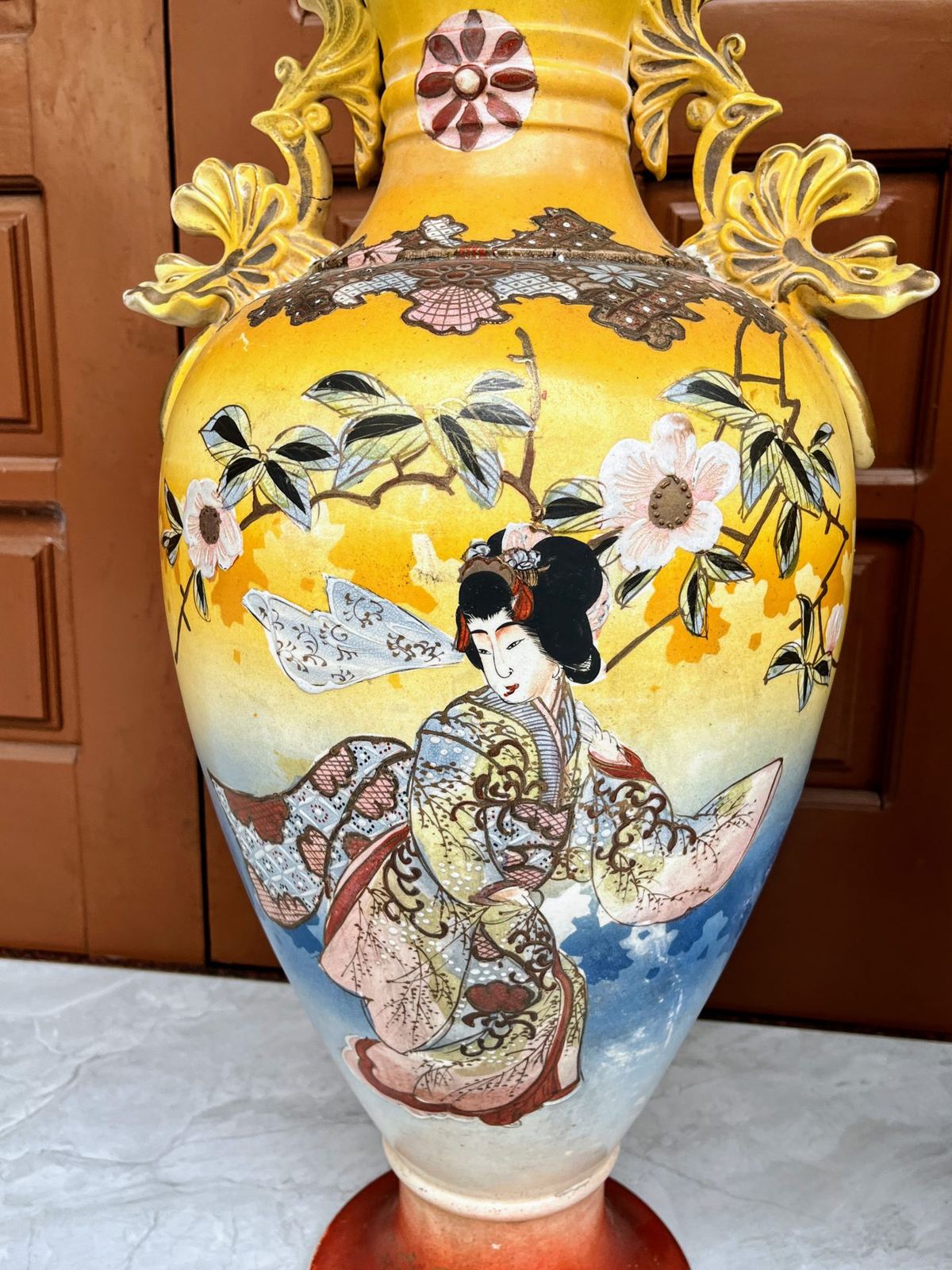 Cặp bình satsuma Nhật Bản, cao 65.5cm – ảnh 4