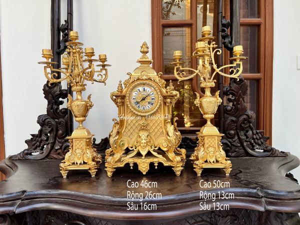 Bộ đồng hồ chân nến Pháp, cao 47cm – ảnh 1