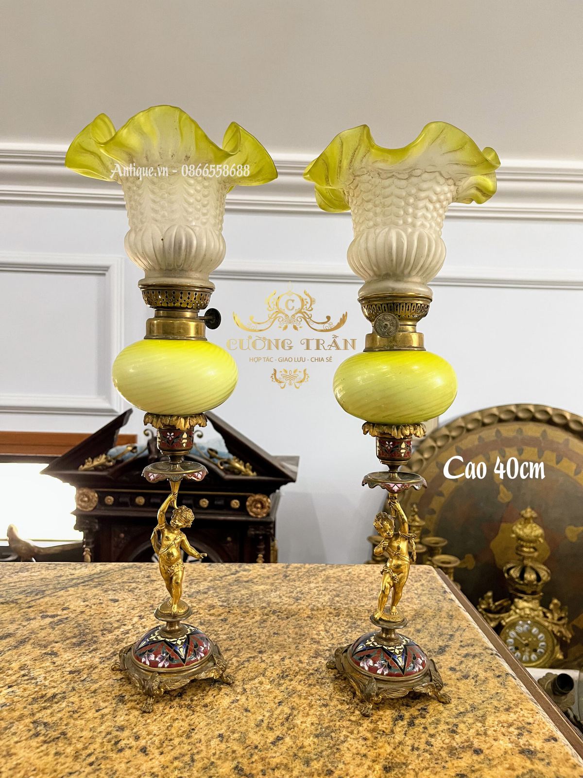 Cặp đèn đầu pháp lam – ảnh 1