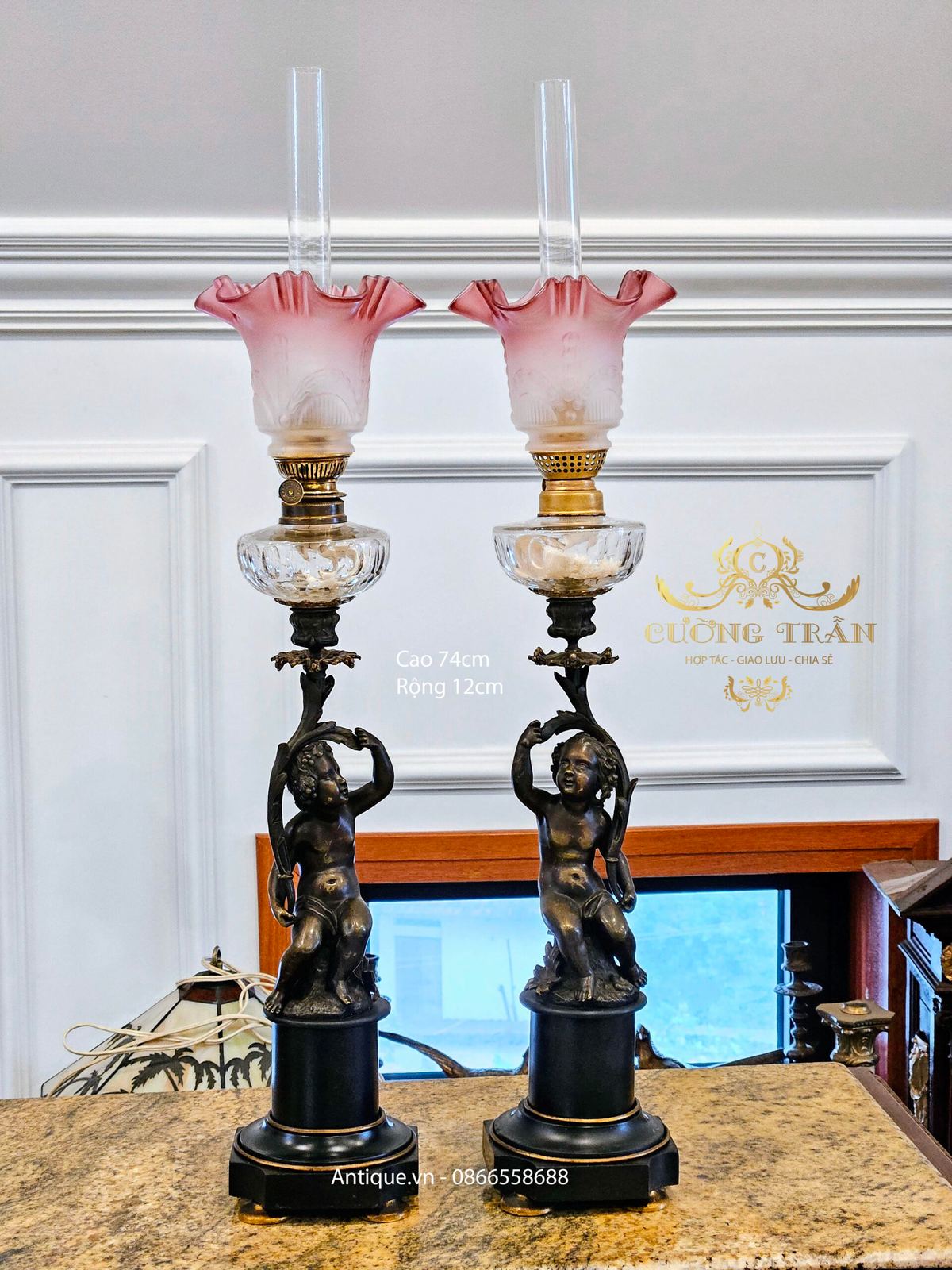 Đèn dầu tượng, cao 73cm – ảnh 1