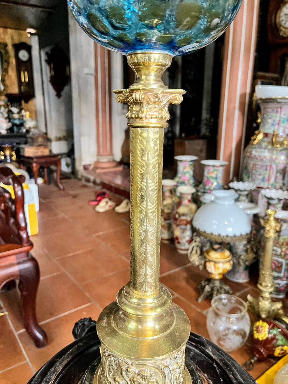 Đèn dầu Pháp, cao 76cm – ảnh 3