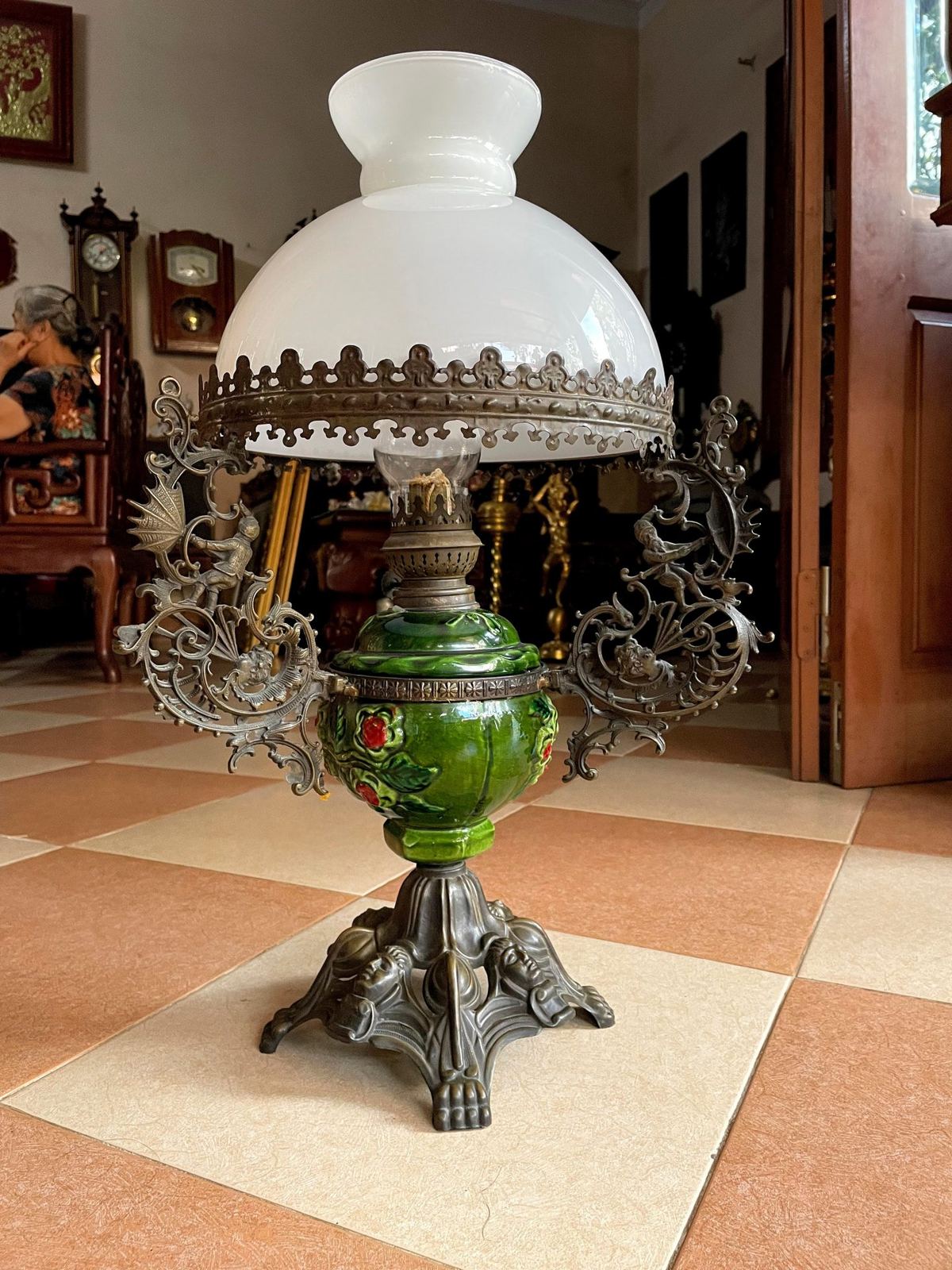 Đèn dầu để bàn Pháp, cao 63cm – ảnh 1