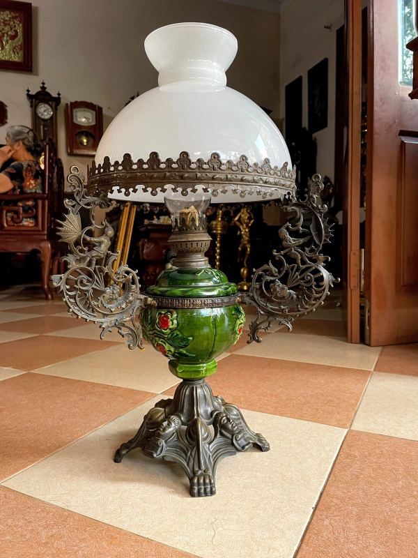 Đèn dầu để bàn Pháp, cao 63cm – ảnh 1