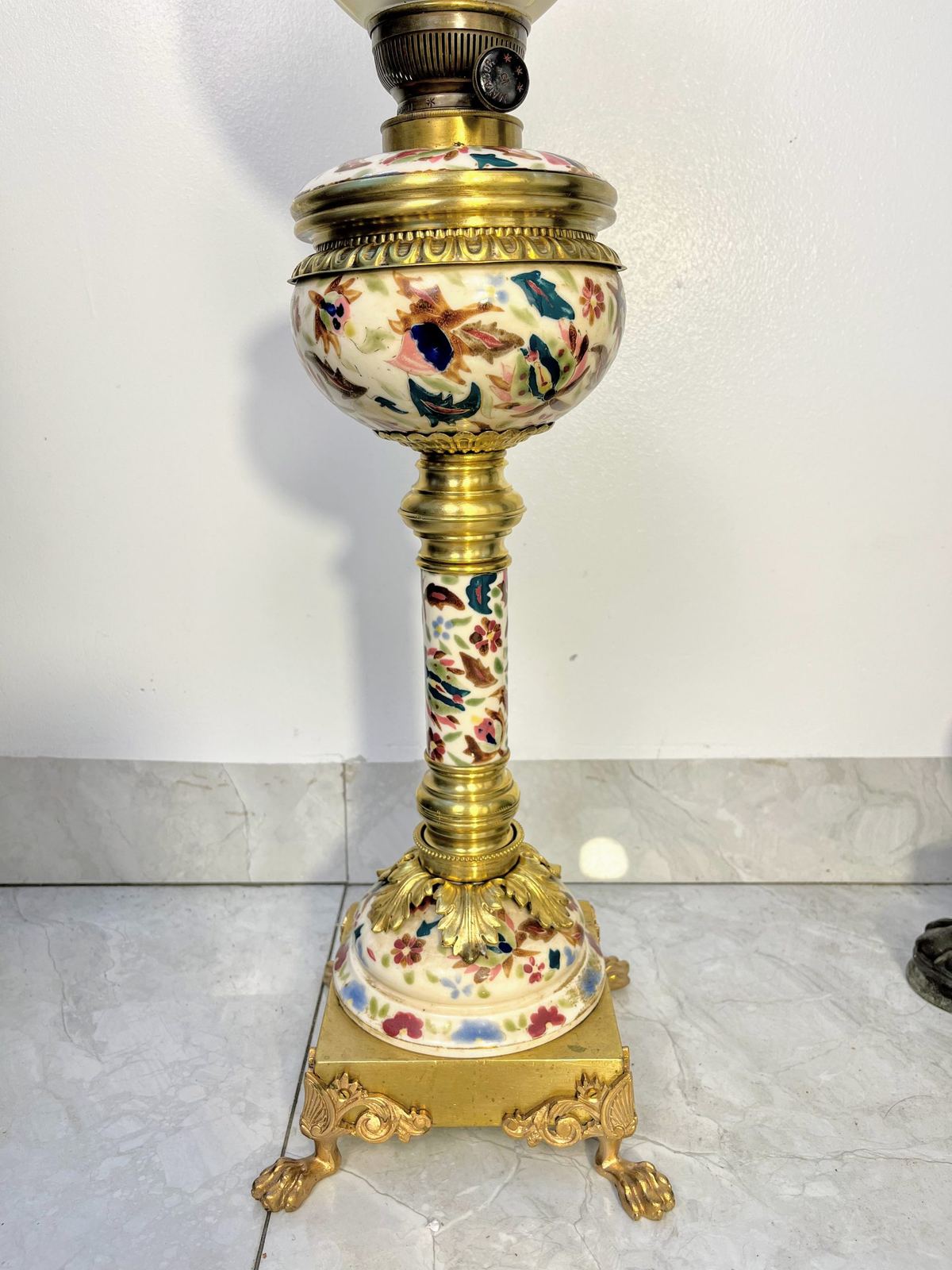 Đèn dầu sứ Pháp, cao 79cm – ảnh 2