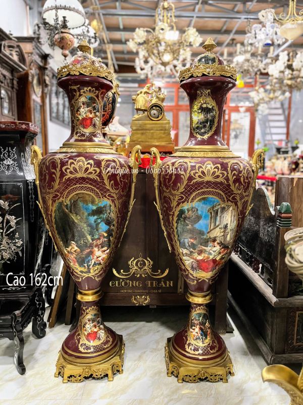 Cặp bình sứ Bỉ, cao 162cm – ảnh 1