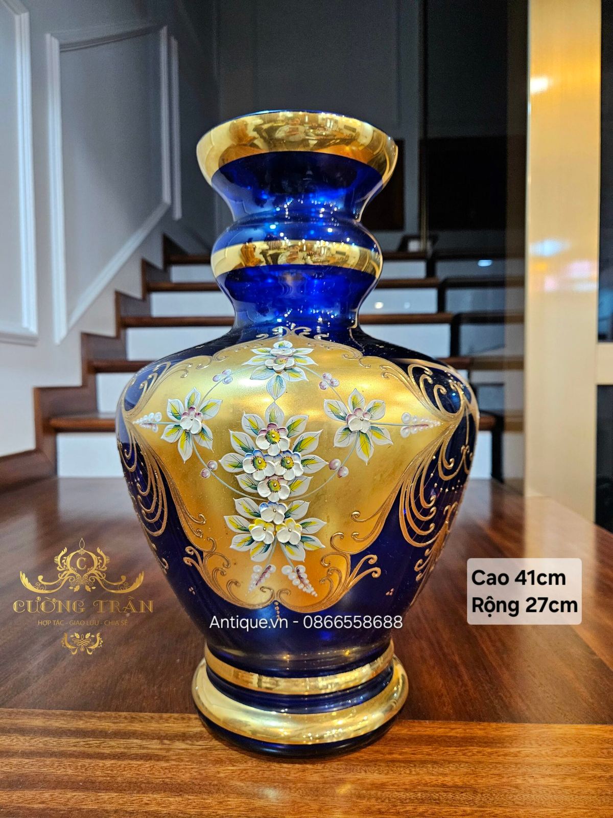 Bình hoa pha lê Tiệp Khắc, cao 41cm – ảnh 1