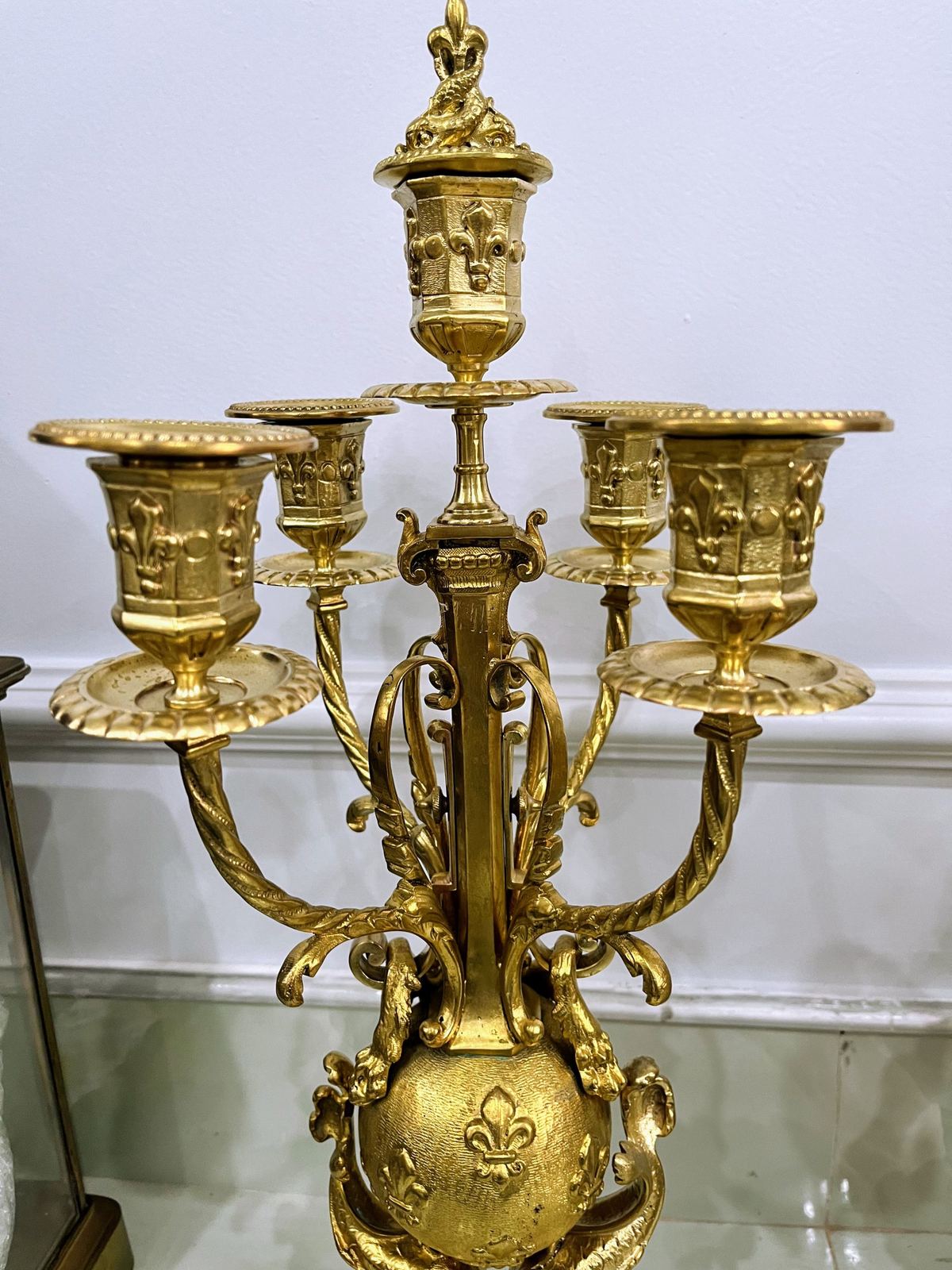Bộ đồng hồ chân nến Pháp, cao 49cm – ảnh 10