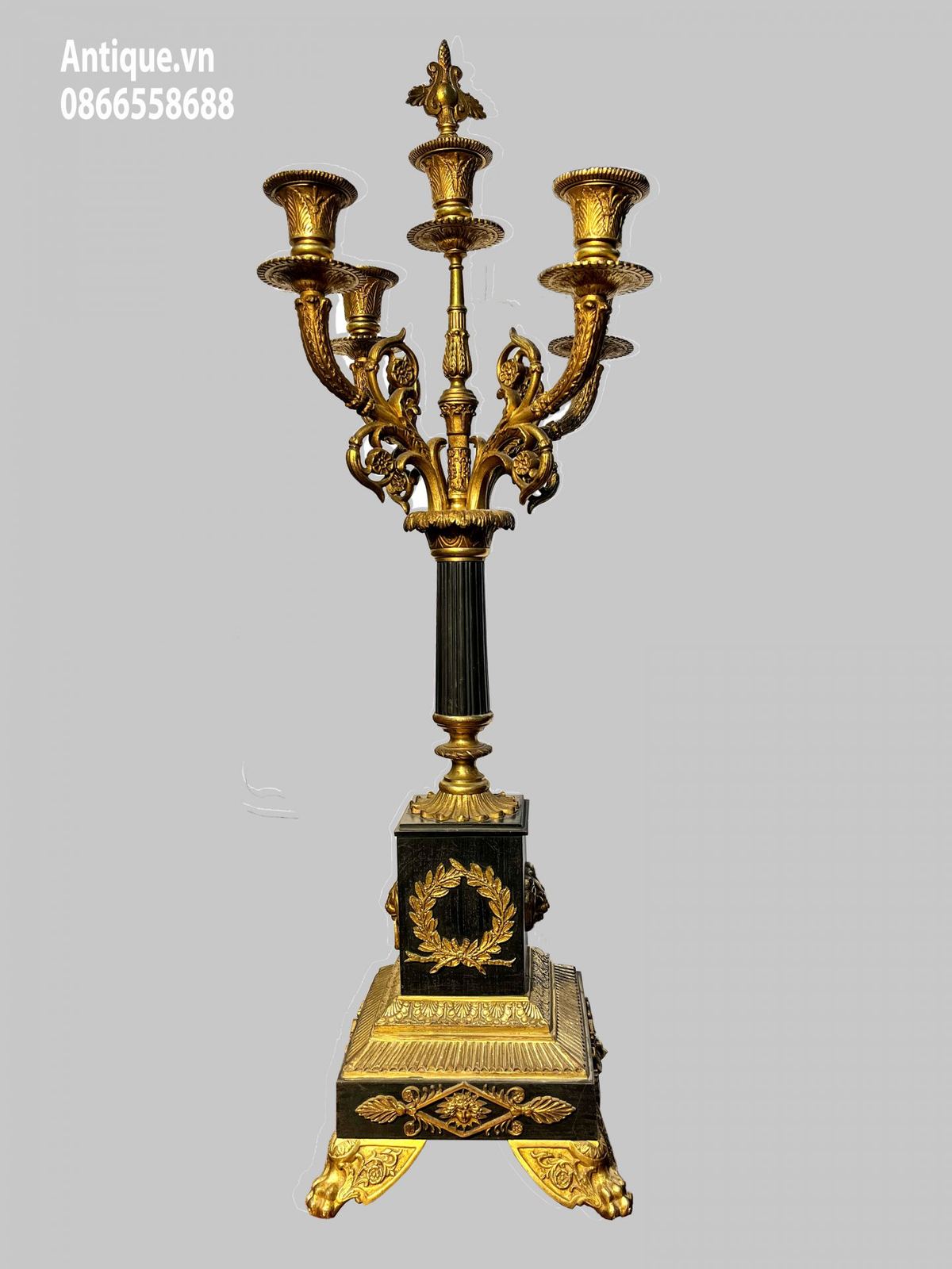 Bộ đồng hồ chân nến Pháp, cao 55cm – ảnh 3