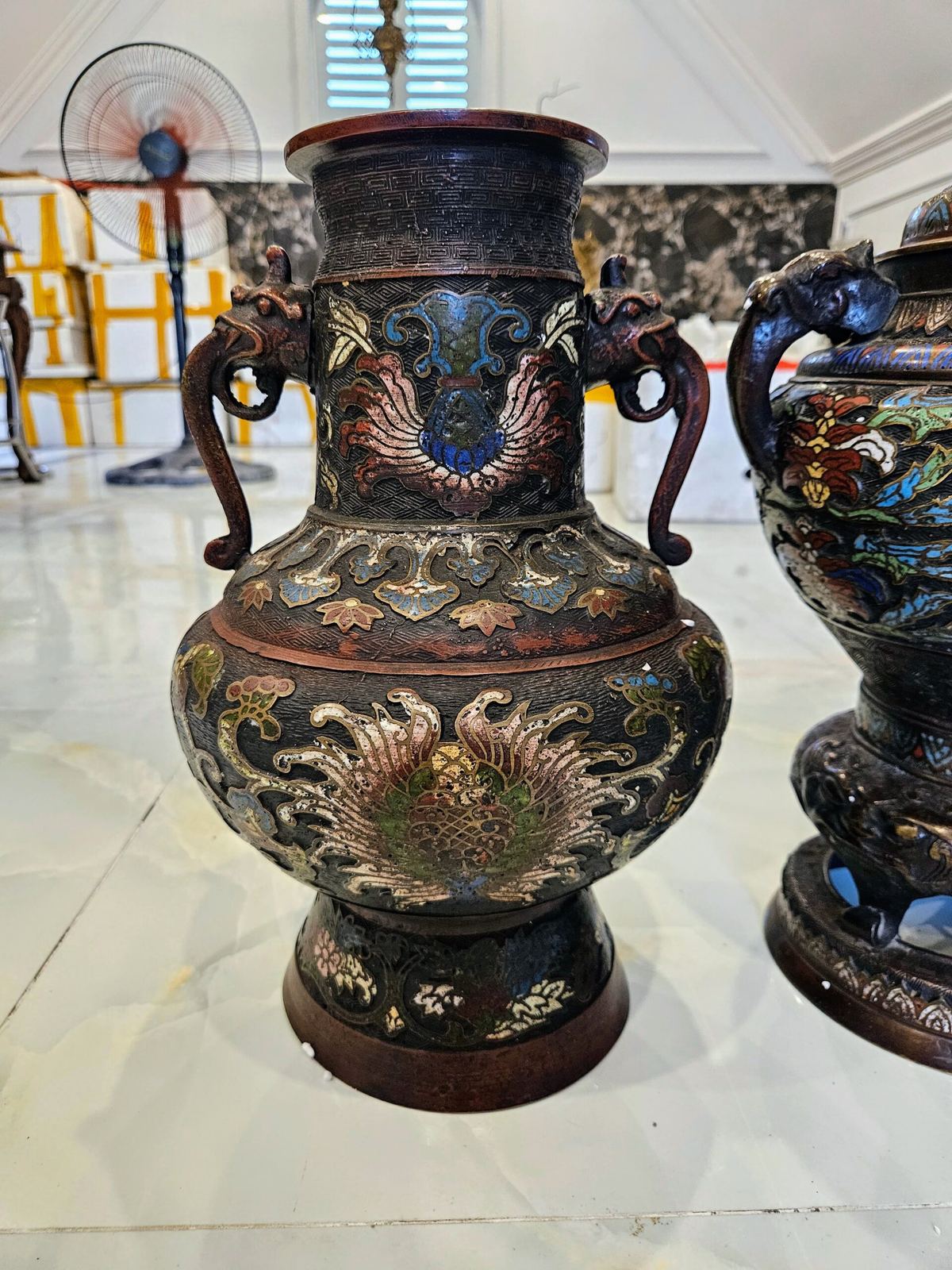 Bộ 3 món pháp lam, cao 47cm – ảnh 5