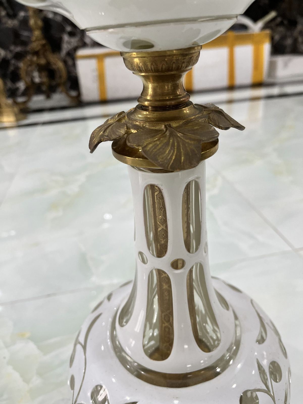 Đèn dầu pha lê Pháp, cao 75.5cm – ảnh 4
