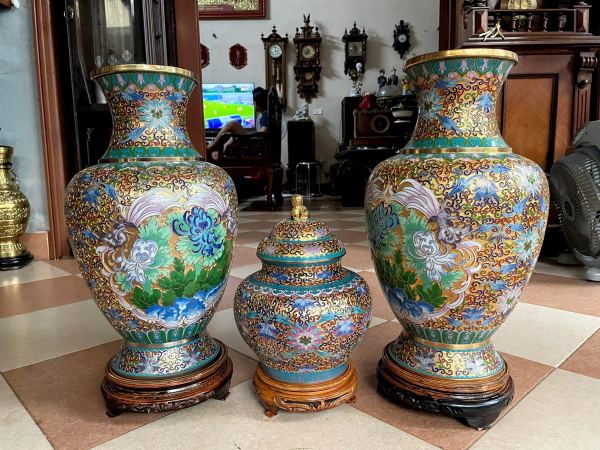 Bộ 3 món pháp lam, cao 58cm – ảnh 1