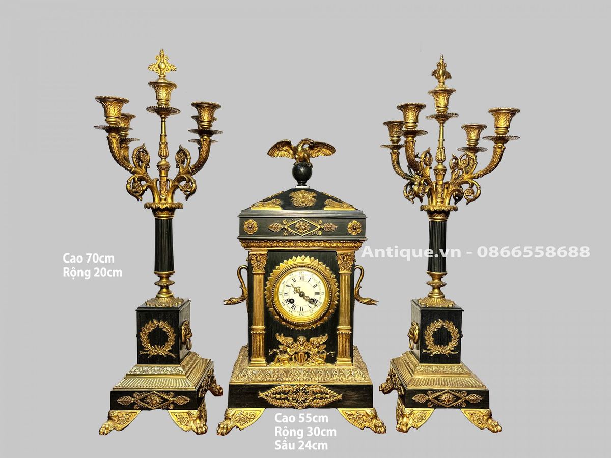 Bộ đồng hồ chân nến Pháp, cao 55cm – ảnh 1