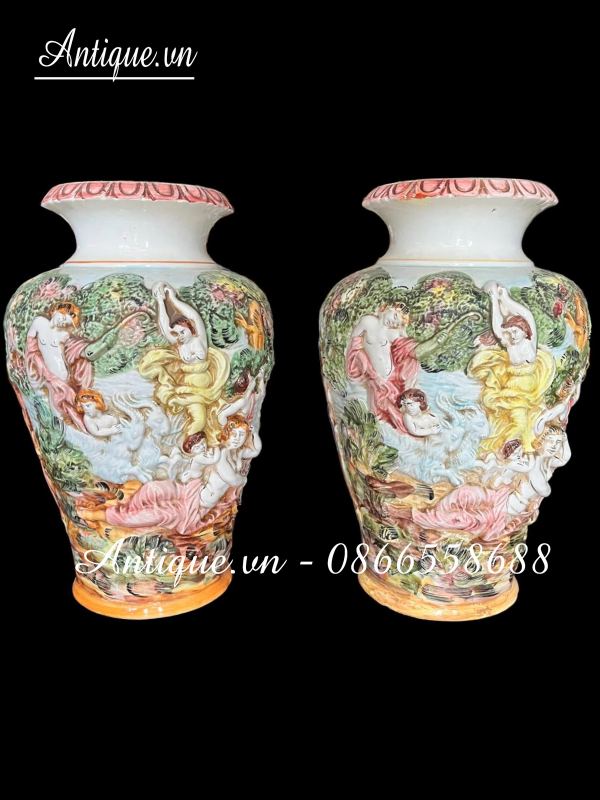 Cặp bình sứ Italy, cao 48cm – ảnh 1