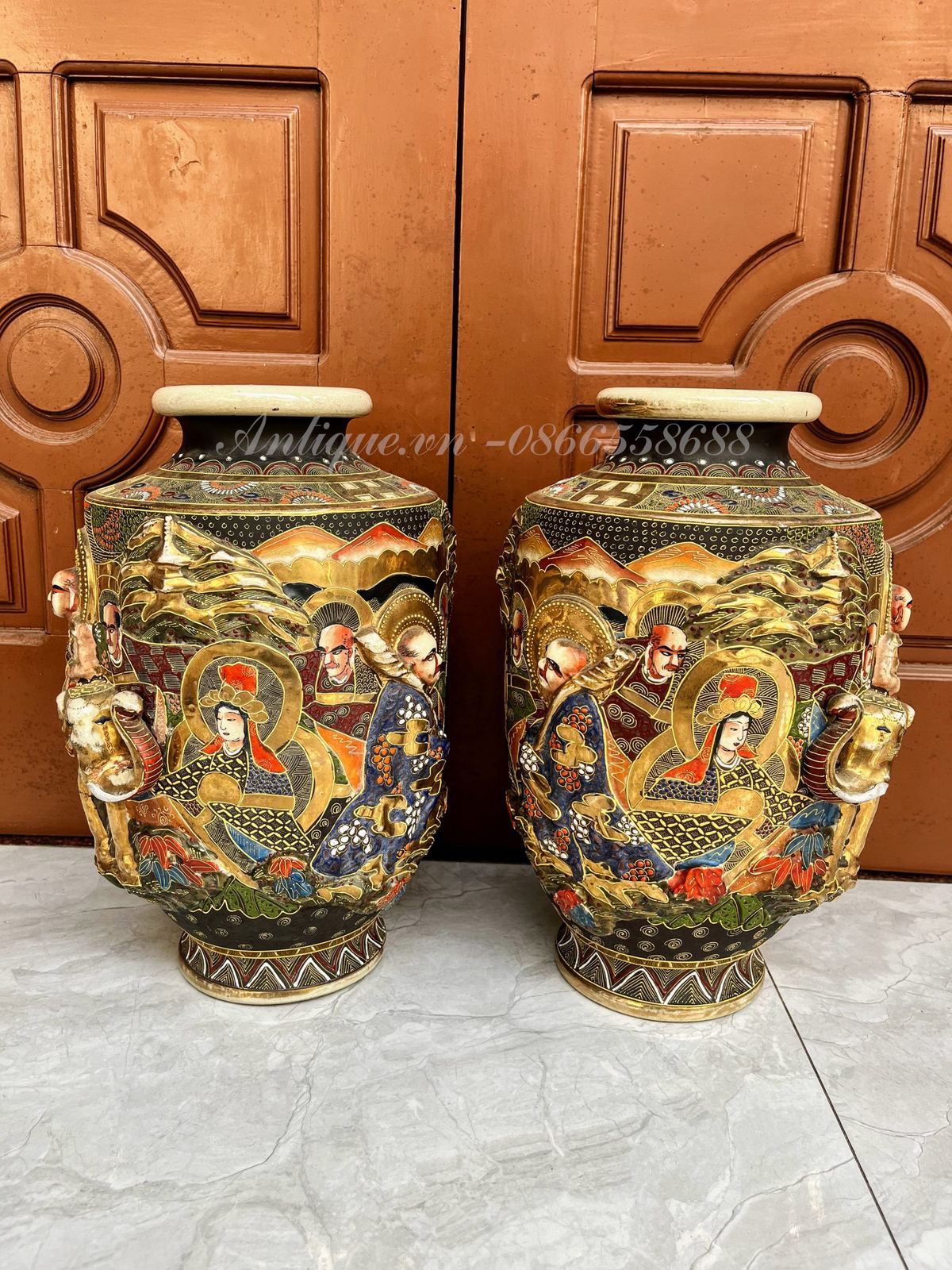 Cặp bình Satsuma Nhật – ảnh 3