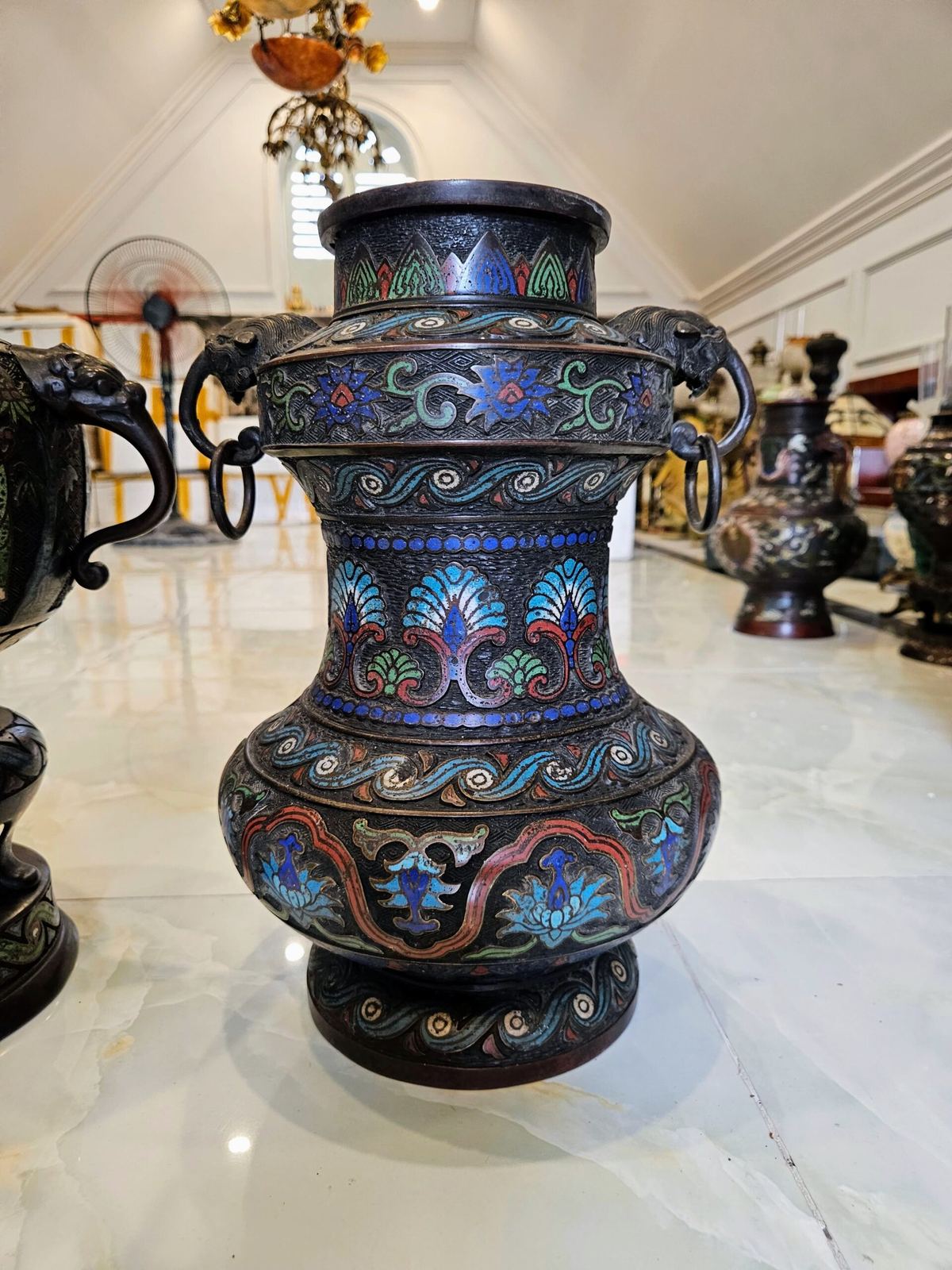 Bộ 3 món pháp lam, cao 47cm – ảnh 5