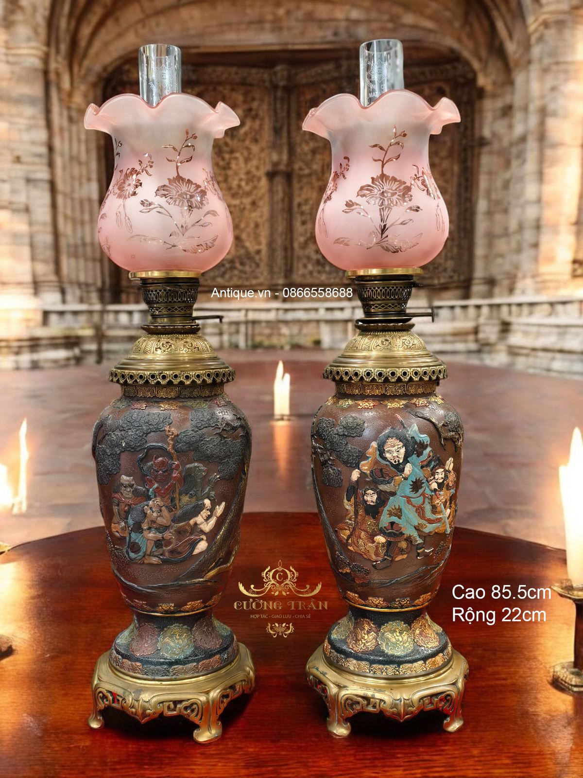 Cặp đèn dầu gốm – ảnh 1