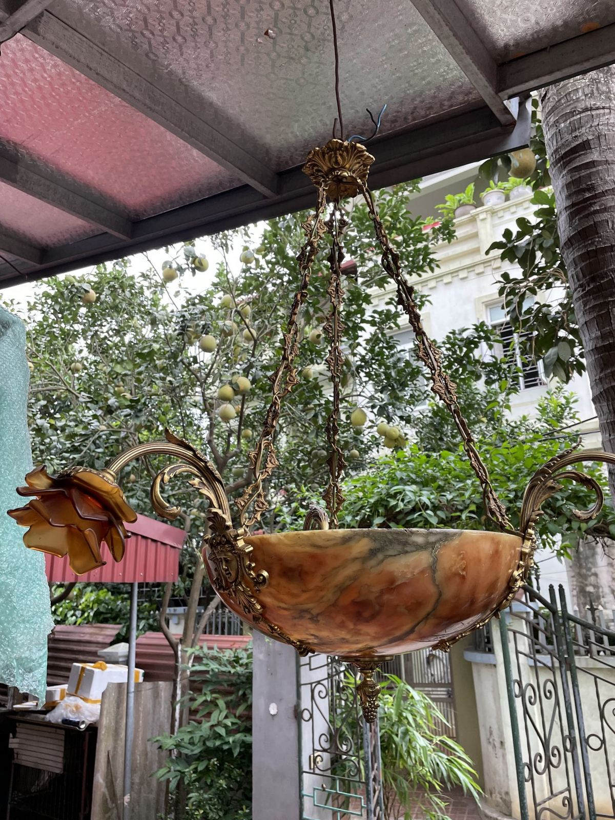 Đèn chùm chao đá Pháp, dài 80cm – ảnh 2