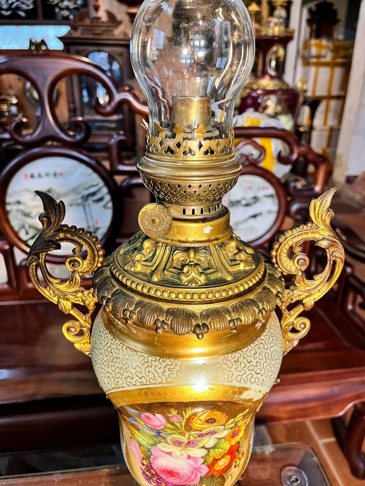Đèn dầu sứ Pháp, cao 69cm – ảnh 5