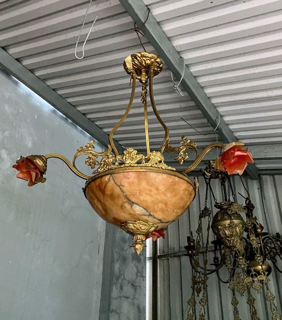 Đèn chùm chao đá Pháp, dài 76cm – ảnh 1