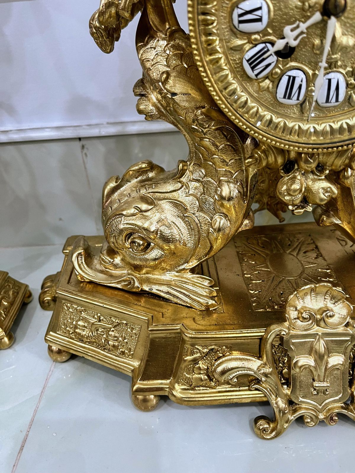 Bộ đồng hồ chân nến Pháp, cao 49cm – ảnh 5