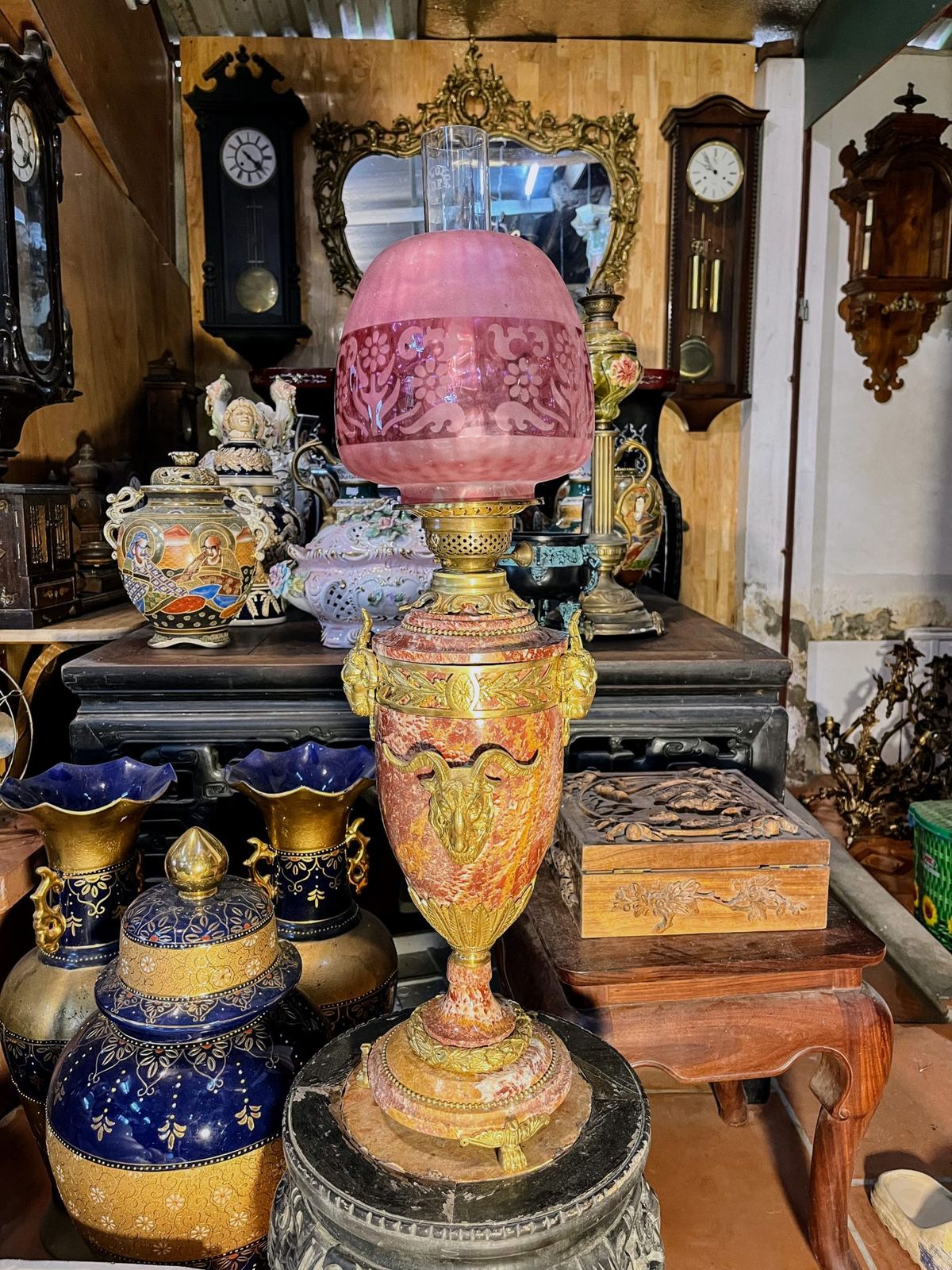 Đèn dầu bàn Pháp, cao 76cm – ảnh 1