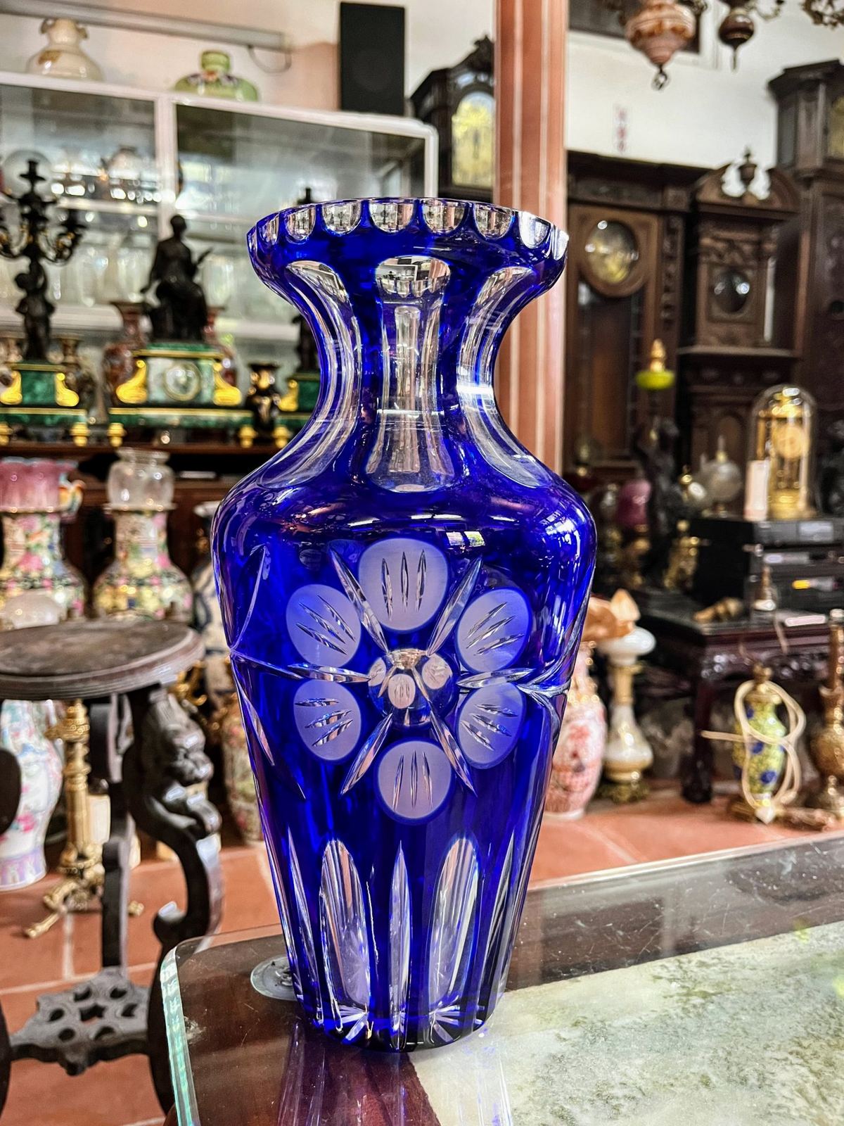Bình pha lê xanh Tiệp Khắc – ảnh 1