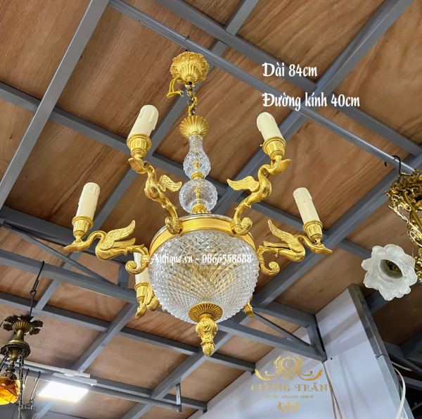 Đèn chùm nhỏ xinh bằng đồng lacke vàng – ảnh 1