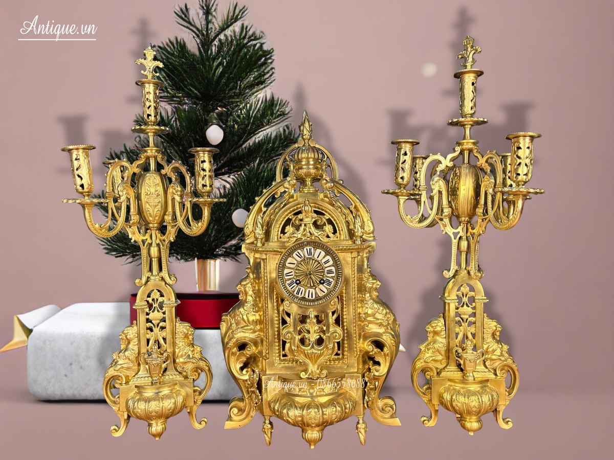 Bộ đồng hồ chân nến Pháp, cao 55cm – ảnh 1