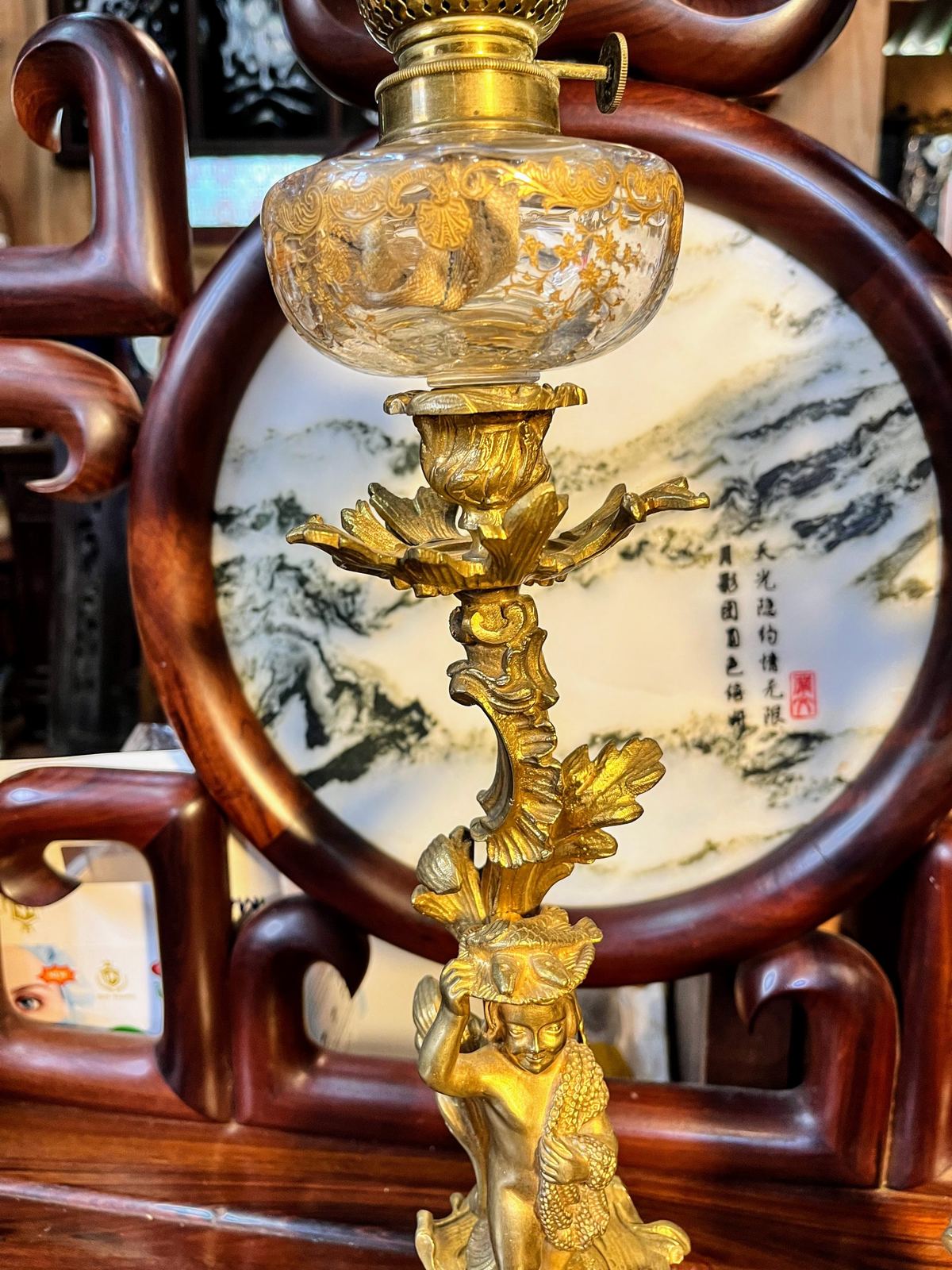Cặp đèn dầu tượng Pháp, cao 67cm – ảnh 6