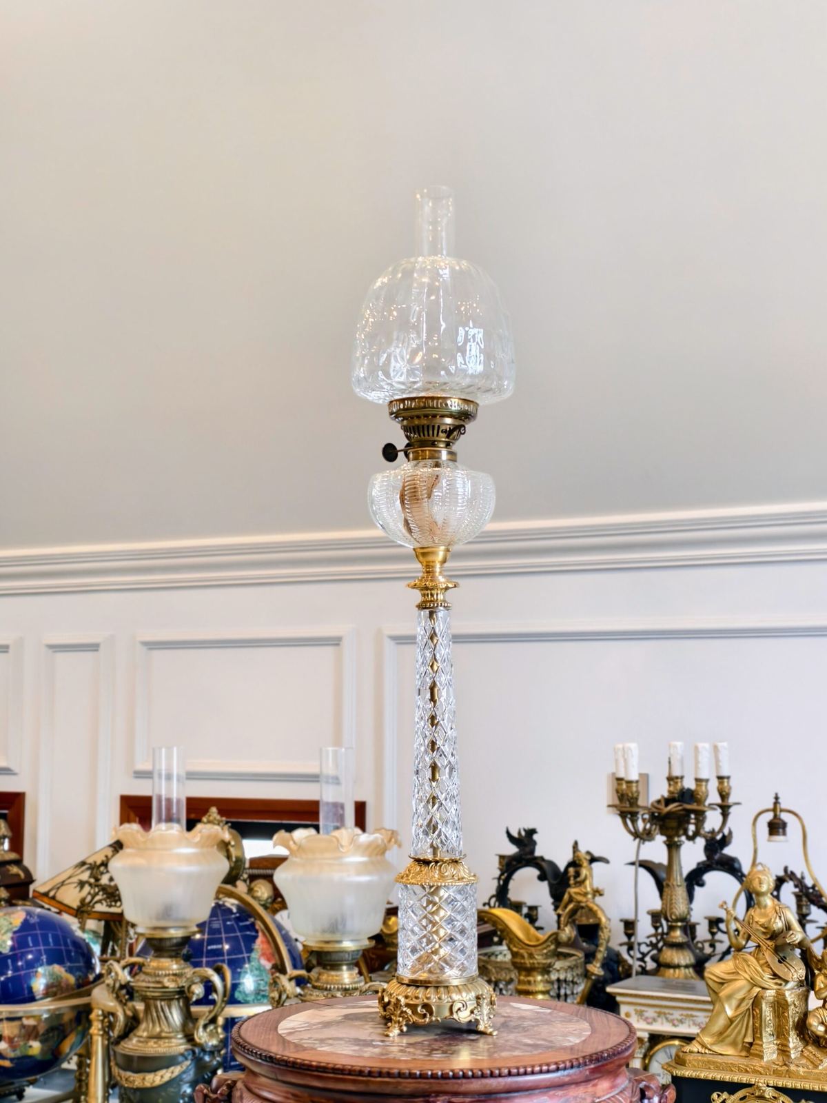 Đèn dầu pha lê Pháp, cao 61cm – ảnh 2