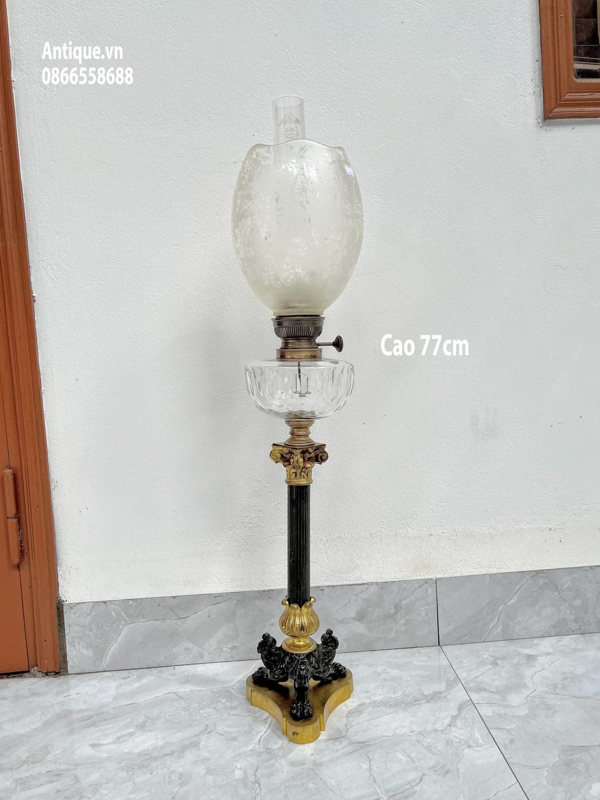 Đèn dầu để bàn Pháp, cao 77cm – ảnh 1